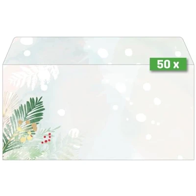 Abbildung von SIGEL DU481 Briefumschläge Weihnachten &quot;Christmas Forest Watercolor&quot;, gummiert, DIN lang, 50 Stück, aus nachhaltigem Papier