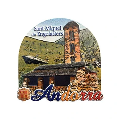 Abbildung von Andorra 3D Sant Miquel de Engolasters Kühlschrankmagnet Souvenir, Sammlung Geschenk Magnetic Sticker Home Kitchen Decoration