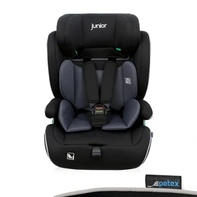 Abbildung von PETEX Auto Kindersitz mit ISOFIX Supreme Plus i Size Norm nach ECE R129 für Kinder von ca. 76 150 cm, höhenverstellbarer Kinderautositz in schwarz, 1 Stück