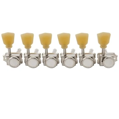 Abbildung von Musiclily Pro Vintage 6 in Line Gitarre Locking Mechaniken für Strat Tele Style E Gitarre, Nickel Keystone Button