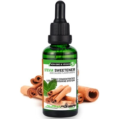 Abbildung von ALPHAPOWER FOOD Stevia, zuckerfreie flavour Drops ZIMT 100% natürliches liquid Aroma + Zuckerersatz für Wasser, Müsli, Süßspeisen, Smoothies