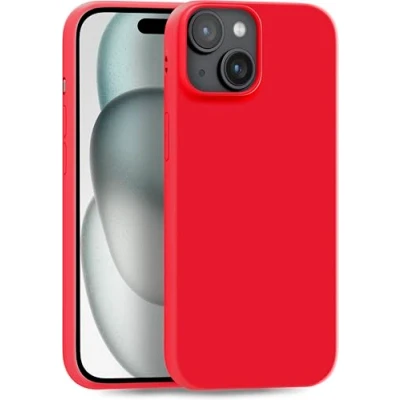 Abbildung von MyGadget Hülle kompatibel mit iPhone 15 Plus robuste Silikon Schutzhülle TPU Case Slim Silikonhülle Back Cover Ultra Kratzfest Handyhülle matt Rot