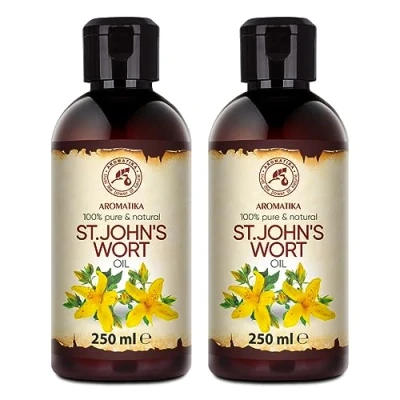 Abbildung von Johanniskrautöl 2х250ml Natürlich Rotöl Hypericum perforatum Johanniskraut Öl Mazerat Pflege für Gesicht Körper Haut Haare Massage St John&#039;s Wort Oil
