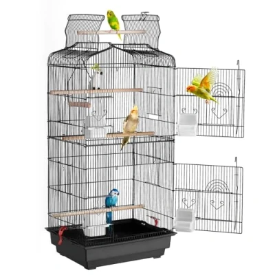 Abbildung von VEVOR Vogelkäfig Wellensittich Käfig Vogelhaus Vogelbauer 457x355x925mm Schwarz