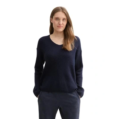 Abbildung von TOM Tailor MIT Vausschnitt Strickpullover, Damen, Größe: 3XL, Sky captain blue
