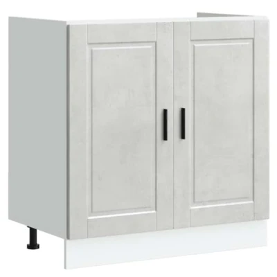 Abbildung von vidaXL Spülenunterschrank Porto Betongrau 80x46x81,5 cm Holzwerkstoff, Küchenunterschrank, Unterschrank für Küche, Küchenzeile, Küchenschrank