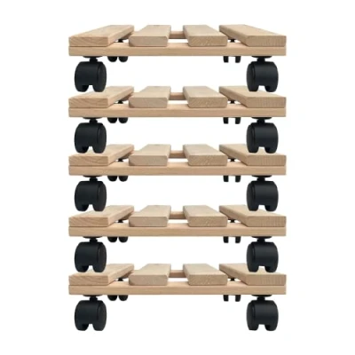 Abbildung von Unbekannt Fünf Pflanzenroller Holz MASSIV aus stabilem Buchenholz eckig 30 cm x bis 120 KG