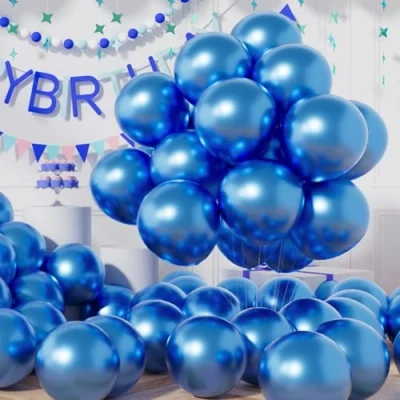 Abbildung von AULE Luftballons Blau Metallic Helium: 50 Stück 12 Zoll Luftballon Blaue Ballons Latex Geburtstagsdeko für Baby Shower Gender Reveal Graduation Geburtstag Deko