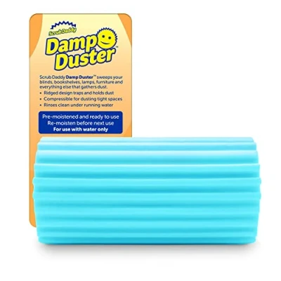Abbildung von Scrub Daddy Damp Duster, Staubwedel waschbar, Reinigungsgeräte Haushalt, Staubschwamm für Holzjalousien, Heizkörper, Fußleisten, Spiegel &amp; Spinnweben, Putzschwamm antistatisch Staub, Blau