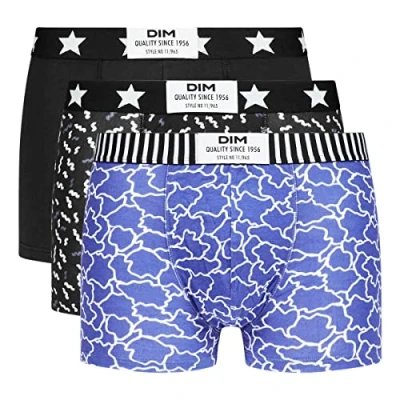 Abbildung von Dim Boxershorts Stretch Baumwolle Vibes Herren x3, Wolkenblau/Schwarz/Cotillion, L