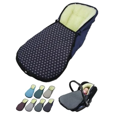 Abbildung von Fußsack für Babyschale [Winterfußsack] Kinderautositz kompatibel mit Maxi Cosi Babyschalen Gruppe 0+ Lammwolle Sitzauflage verstellbar (Sterne marine)