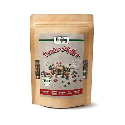 Abbildung von Biojoy BIO Bunter Pfeffer ganz (250 g), Pfefferkörner bunt für Mühle