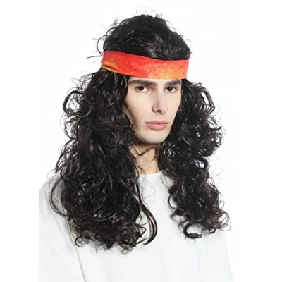 Abbildung von WIG ME UP CW 027 P4 Perücke Stirnband Karneval Fasching lang Voluminös Locken lockig braun Hippie 70er