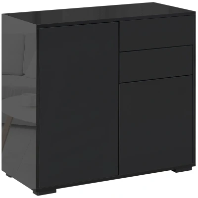 Abbildung von HOMCOM Highboard Sideboard Aufbewahrungsschrank mit 2 Schublade, Türen (Mehrzweckschrank, 1 St., Aktenschrank), für Wohnzimmer, Schlafzimmer Schwarz 79 x 36 74 cm