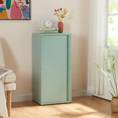 Abbildung von [en.casa] Metallschrank Burlöv Aktenschrank mit Einer Tür Büroschrank 2 höhenverstellbare Ablagen Ordnerschrank 88 x 40 35 cm Mintgrün Spind Schrank