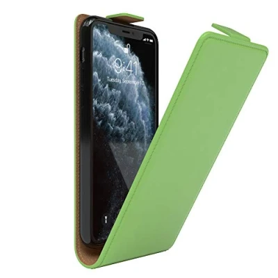 Abbildung von EAZY Case Hülle kompatibel mit iPhone 11 Pro Flip Cover zum Aufklappen, Handyhülle aufklappbar, Schutzhülle, Flipcover, Flipcase, Flipstyle vertikal klappbar, aus Kunstleder, Grün