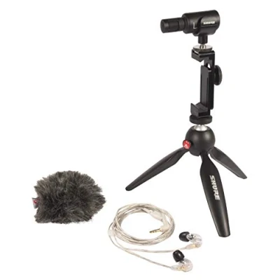 Abbildung von Shure Mobile Video Recording Kit mit SE215 Ohrhörer und MV88+ inklusive digitalem Stereo Kondensatormikrofon