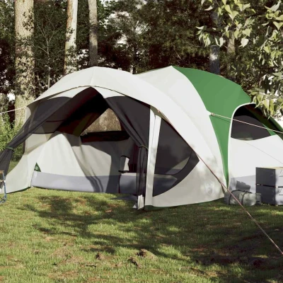 Abbildung von vidaXL Familienzelt für 6 Personen, Campingzelt mit E Anschluss, Kabinenzelt Aufbewahrungstaschen, Wurfzelt, Grün 185T Polyester