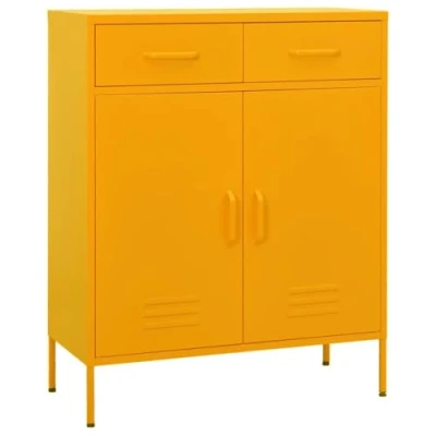 Abbildung von vidaXL Lagerschrank Sideboard Kommode Anrichte Stahlschrank Schrank Beistellschrank Mehrzweckschrank Bücherschrank Standschrank Senfgelb 80x35x101,5cm Stahl