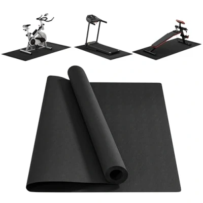 Abbildung von HOMCOM Fitnessmatte 4 mm Dicke (Bodenschutzmatte, 1 St., rutschfest rutschfest), für Yoga, Laufband, Heimtrainer, 200x100 cm, Schwarz