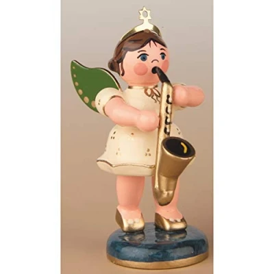 Abbildung von Hubrig Volkskunst Engel mit Saxophon 6,5cm / Weihnachtsengel Original Erzgebirge