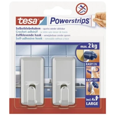 Abbildung von 6 x Tesa Systemhaken Powerstrips Large Classic chrom VE=2 Stück