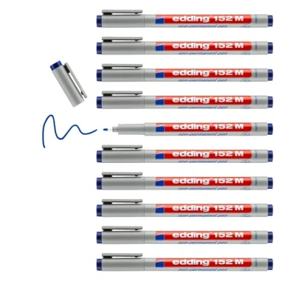 Abbildung von edding 152 M Non permanent pen blau 10 Stifte Rundspitze 1 mm Stift zum Schreiben auf Glas, Kunststoff, Folien und glatten Oberflächen schnelltrocknend, mit Wasser korrigierbar