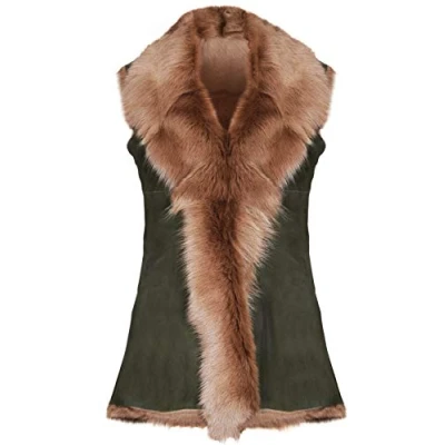 Abbildung von Infnity Leather Damen Grün Weiche Echt Toskana Lammfell Gilet Weste L