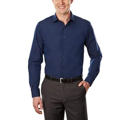 Abbildung von UNLISTED Herren Kleid Slim Fit Solid Klassisches Hemd, Mittelblau, 43 cm 44 Hals 91 94 Ärmel