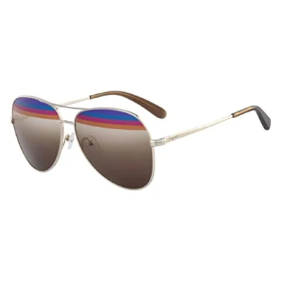 Abbildung von Ferragamo Unisex SF172S 35038 Sonnenbrille, 745 Shiny Gold Brown, 60