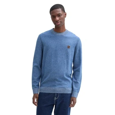 Abbildung von TOM TAILOR Herren Strickpullover mit Logo Badge, 36914 Midsummer Blue Multicolor, L