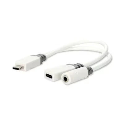 Abbildung von Nedis USB C™ Adapter 2.0 Stecker Buchse / 3.5 mm 0.10 m Rund Vergoldet PVC Weiss Box