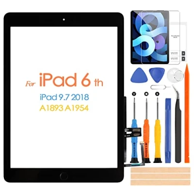 Abbildung von ARSSLY Touchscreen für iPad 6 9.7 A1893 A1954 2018 Digitizer Bildschirm mit Home Taste, Ersatz 6. Reparaturset (kein LCD Display)