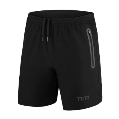 Abbildung von TCA Herren Elite Tech Leichte Laufhose Gymshorts Trainingsshorts und Laufshorts mit Reißverschlusstaschen Sporthose Kurz Schwarz/Schwarz, XL
