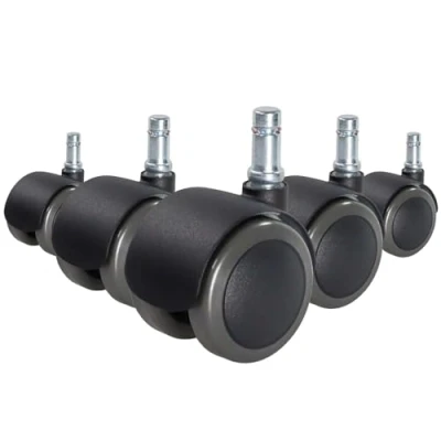 Abbildung von hjh OFFICE 619023 5X Hartbodenrollen 10mm / 50mm ROLO FIX Zinkgusdruck Stuhlrollen sitzgebremst für Hartböden (5er Pack)