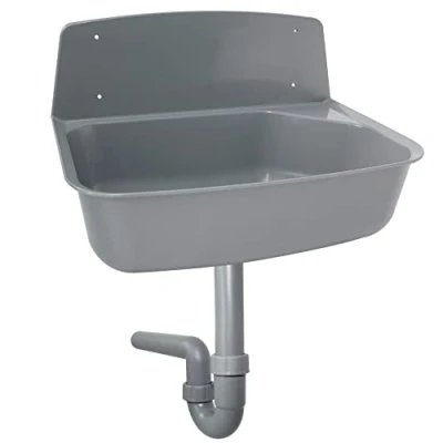 Abbildung von OTTO HAAS KG Ausgussbecken mit PP Spülensiphon DN50 Grau, 100% Recycling Kunststoff, Wandmontage, 526x342x367 mm