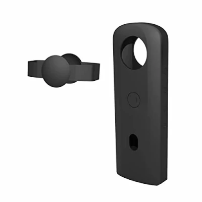Abbildung von Kameraabdeckung Kompatibel für Ricoh Theta SC2 360 Grad Panoramakamera, Stoßfeste Silikon Schutzhülle (Schwarz)