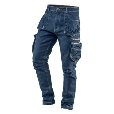 Abbildung von NEO TOOLS Herren Arbeitshose Denim, lang, 8 Pockets, Gr. XS 3XL, verstärkte Nähte, ausprofilierter Kniebereich, Mischgewebe 98% Baumwolle, 2% Elasthan 410 g/m2, Multifunktionstaschen, Cargo Optik