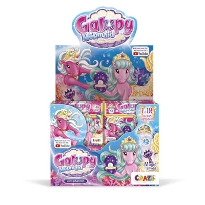 Abbildung von GALUPY Mermaid Einhorn Spielzeug mit Meerjungfrauenflosse Komplettes Verkaufsdisplay 20 Figuren in Einer Schatztruhe