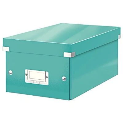 Abbildung von Leitz Click &amp; Store kleine längliche Aufbewahrungsbox, DVD Aufbewahrung, Ideal als Geschenkbox mit Deckel, Stapelbox aus hochwertiger Hartpappe laminierter Oberfläche, Eisblau, 60420051