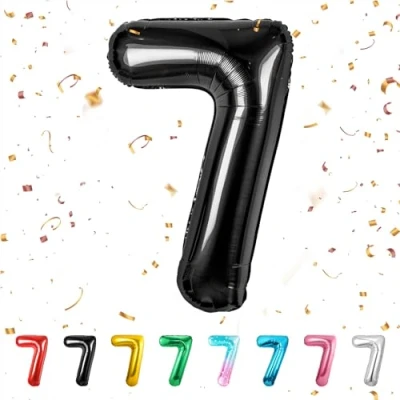 Abbildung von balloon Geburtstag zahlen Schwarz luftballon 7 jahre Folienballon Riesen in 40&quot; 101cm Geburtstagsdeko Ballon Zahl Deko zum fliegt mit Helium