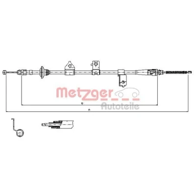 Abbildung von METZGER 17.6027 Handbremsseil hinten links 1584/1390 COFLE
