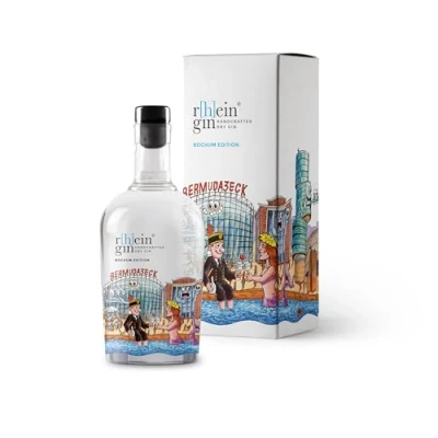 Abbildung von r[h]eingin Tilly Bochum Edition mit hochwertiger Geschenkverpackung 500ml Einzelflasche 46% vol Handcrafted Dry Gin Geschenkidee für Liebhaber