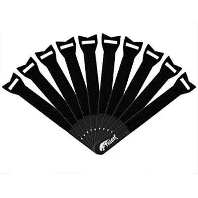 Abbildung von TIGER MCA86 BK Wiederverwendbarer Klettverschluss Kabelbinder Schwarz (10er Pack)