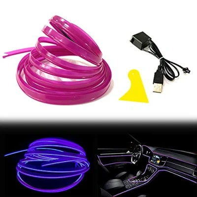 Abbildung von Balabaxer USB EL Wire Violett，3M/9.8FT Flexible Neonlichtröhre DC 5V Neonröhre Lichter Auto Innenverkleidung Lichtleiste für Gap Dekorative…