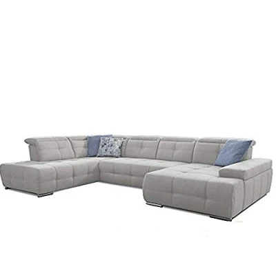 Abbildung von Cavadore Wohnlandschaft Mistrel mit Bettfunktion / Schlafsofa leichter Fleckentfernung dank Soft Clean Geeignet für Haushalte Kindern, Haustieren /343 x 77 228 weiß