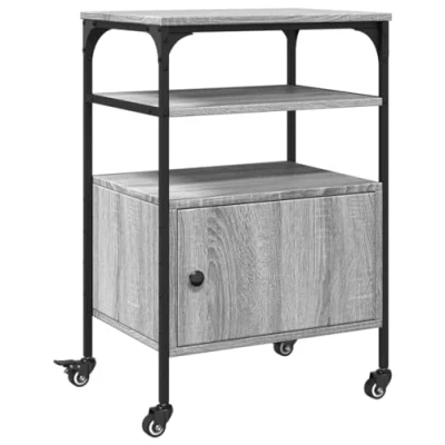 Abbildung von vidaXL Druckerständer, Druckertisch mit 4 Rollen 3 Ablagen, Druckerwagen für Büro Arbeitszimmer, Druckerhalter, Grau Sonoma Holzwerkstoff