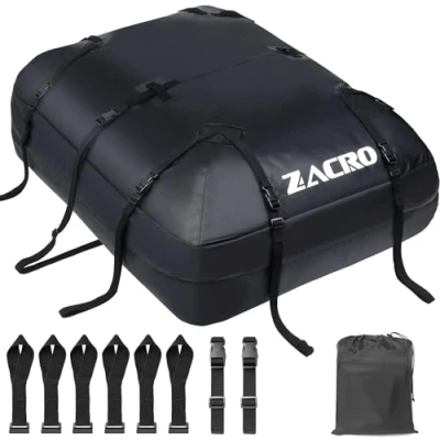Abbildung von Zacro 425L Dachbox Autodachtasche Dachbox, Dachträger wasserdichte Dachtasche für alle Autos mit/ohne Gepäckträger, Dachtasche, Aufbewahrungsbox Gepäcktransport
