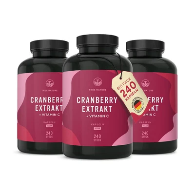 Abbildung von Cranberry Extrakt + Vitamin C 1080 Kapseln TRUE NATURE St