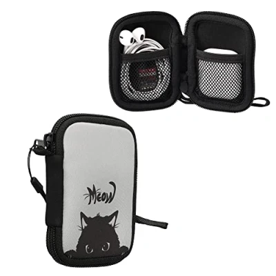 Abbildung von kwmobile in Ear Kopfhörer Tasche kompatibel mit Headphones Hülle Neopren Cover Case Innenmaße Etui Grau Schwarz